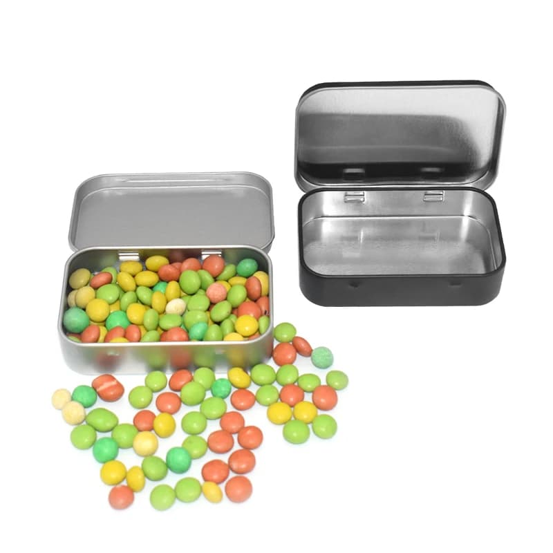 1pc metallo rettangolare vuoto mini scatola di latta spinta caramelle pillole casse contenitori barattolo contenitori incernierati piccolo organizzatore scatola di immagazzinaggio