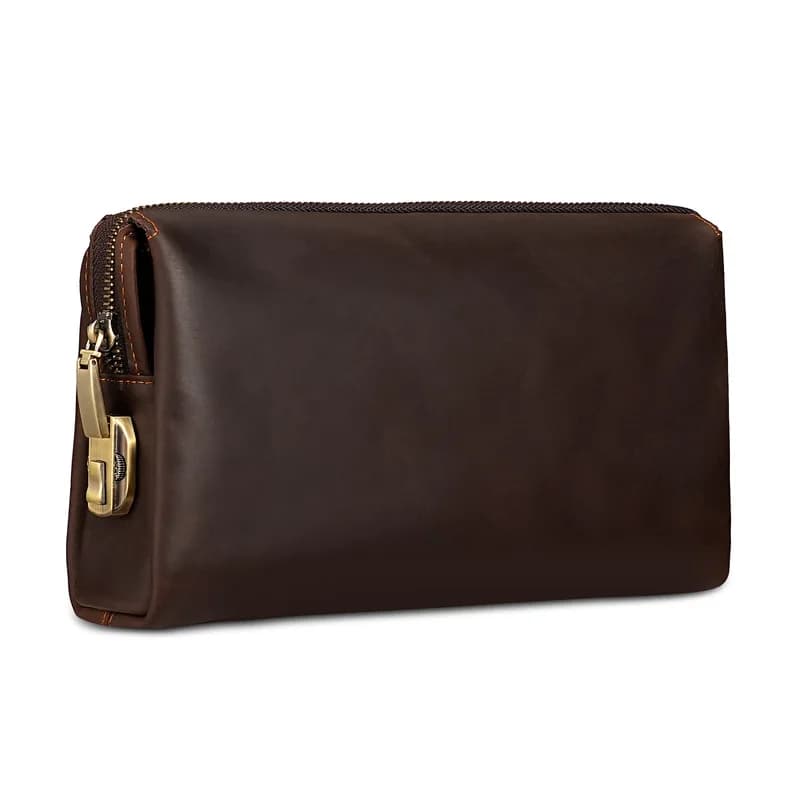 Crazy Horse Genuine Leather Password Lock Casual Clutch Bag Male Wallet Men's Purse Protective Large Capacity Blue Handbag