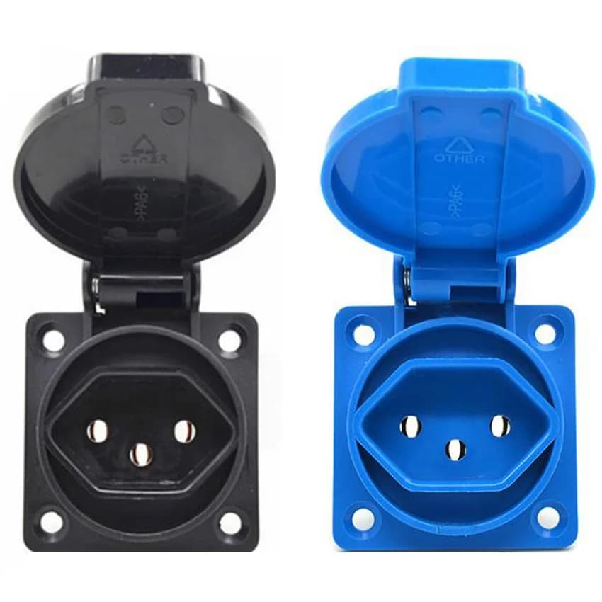 1 Piece Industrial Electric Grid Waterproof Brazil Switzerland 10A in Incasso with External Cover Garden Camping Camper