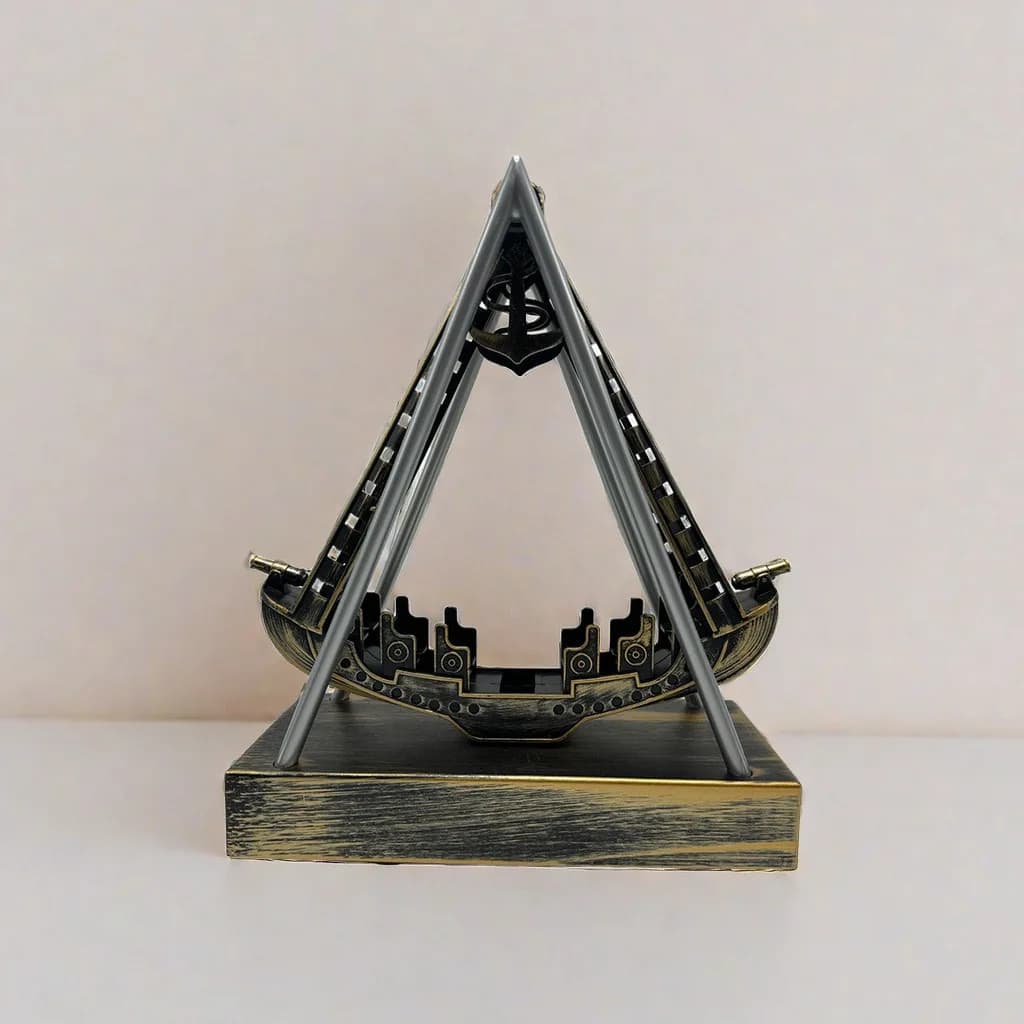 Modello Elettronico a Movimento Perpetuo, Creativo Strumento Vintage a Pendolo a Forma di Nave Pirata per Ornamento da Scrivania e Regali