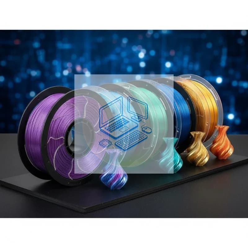 1KG PLA 3D Printer Filament, 1.75mm Shiny Multicolor Fast Color‑Change Filament, ±0.03mm Diameter Tolerance 1kg Spool
