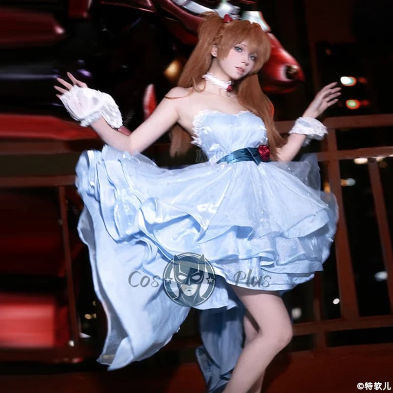 Asuka Langley Soryu EVA Costume Cosplay Parrucca Dolce Abito Blu Abiti Donna Halloween Natale Carnevale Party Suit