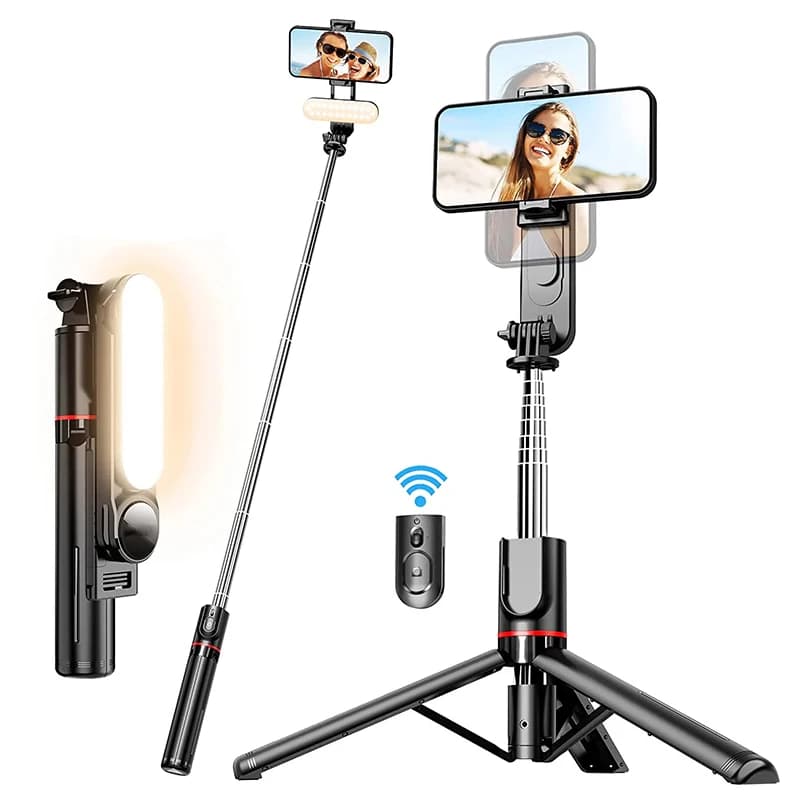 L15 Selfie Stick Mini treppiedi pieghevoli Photo Live con luce di riempimento Otturatore remoto Bluetooth wireless per smartphone Android Ios