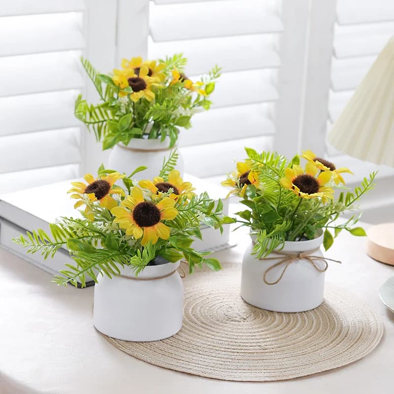 1 piece of artificial flower of potted sunflower, house, office, restaurant positioning decoration for diy table counter display