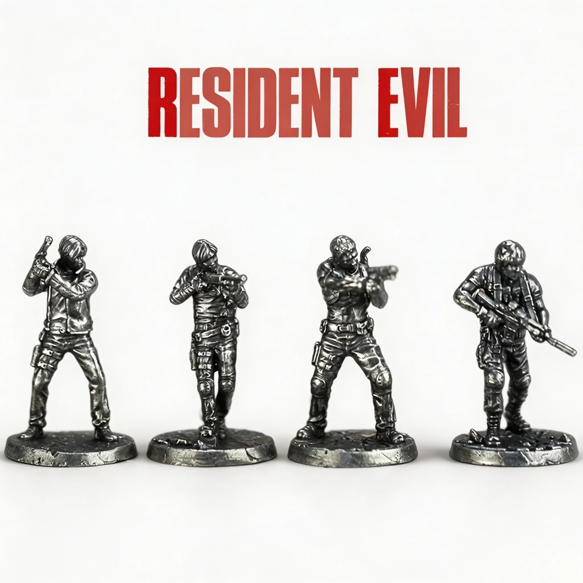 White Copper Alloy Resident Evil Soldier Miniature Figure Toy Desktop Ornament Game Chess Piece Static Display Model
