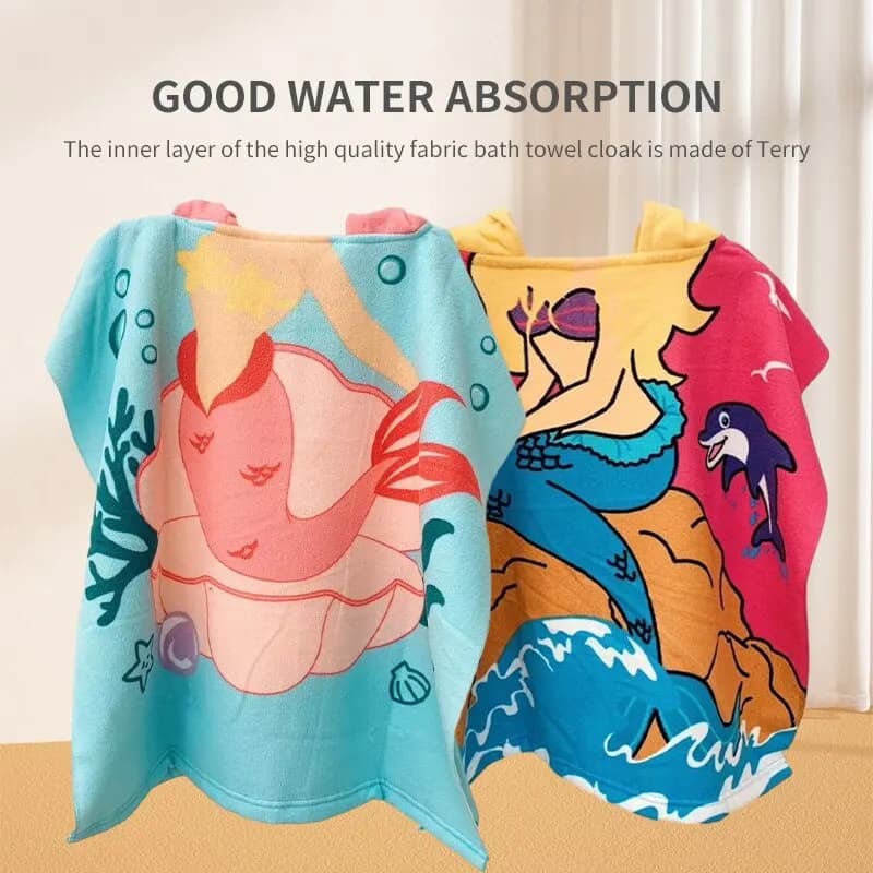 1 pz nuovo telo da bagno per bambini stampa cartoon mantello con cappuccio accappatoio da spiaggia morbido traspirante assorbente ad asciugatura rapida