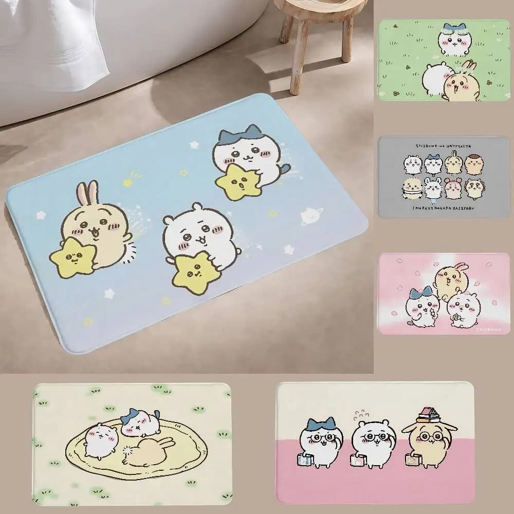 Tappetini da pavimento con simpatici cartoni animati C-chiikawa, tappeto per lavanderia, tappeto per soggiorno, decorazione per area lounge, tappetino antiscivolo, zerbino d'ingresso
