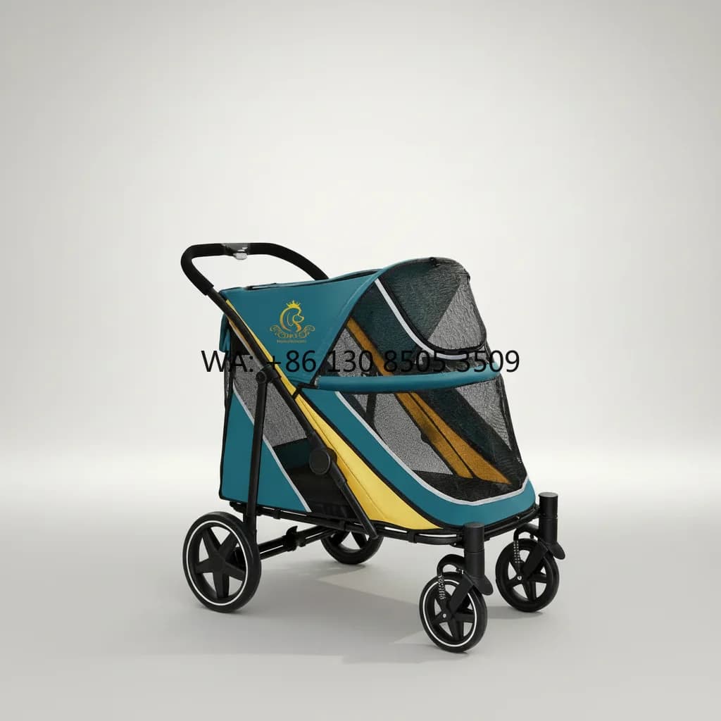 Passeggino Avventura PC400T Pieghevole con Una Mano, Telaio Ultra Basso, Ruote Ammortizzate, Cuscino Lavabile, Compagno di Viaggio per Cani e Gatti