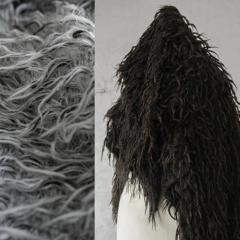 Tessuto in Lana di Visone con Nappe per Maglioni, Giacche, Cappelli e Sciarpe Autunno-Inverno, Tessuti per Cucito Fai-da-Te