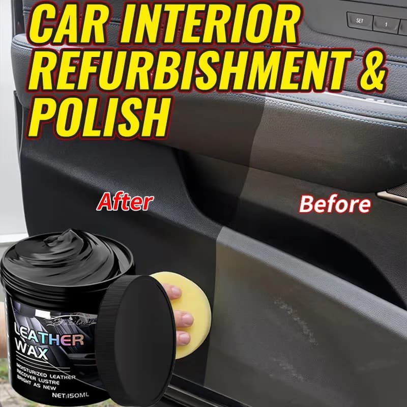 Cera Rinnovatrice per Interni Auto in Pelle e Plastica - Lucidante per Cruscotto, Riparatore per Sedili in Pelle, Rivestimento Lucido per Pneumatici