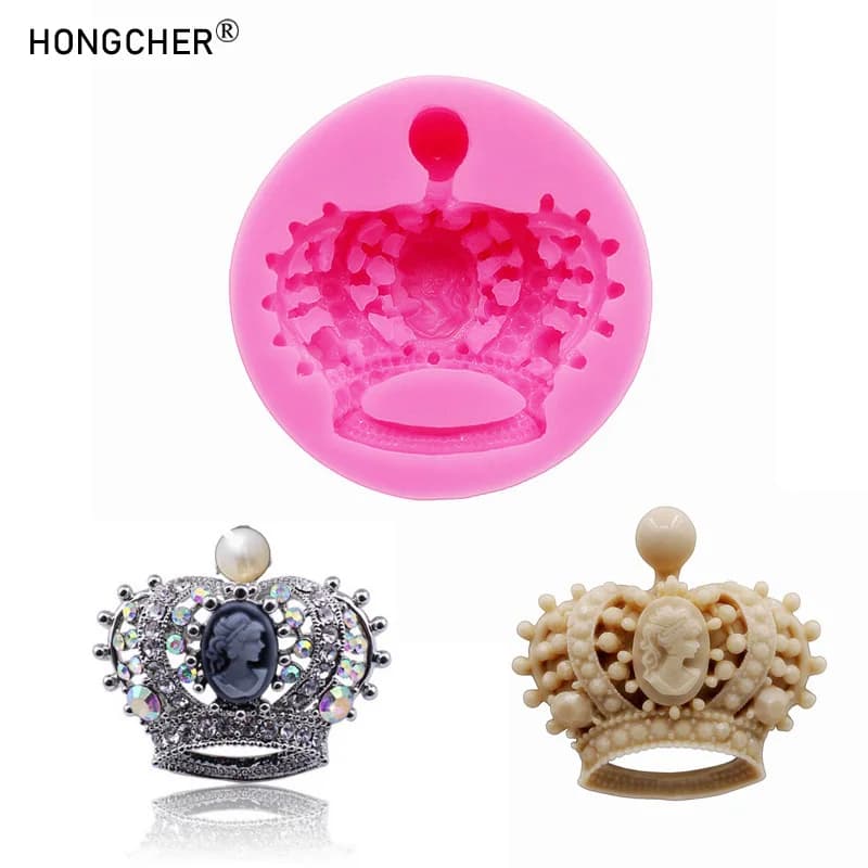 Double Crown Resin Jewelry Accessories Crystal Drip Molds DIY Chocolate Flip Cake Dessert Decoration Silicone Molds