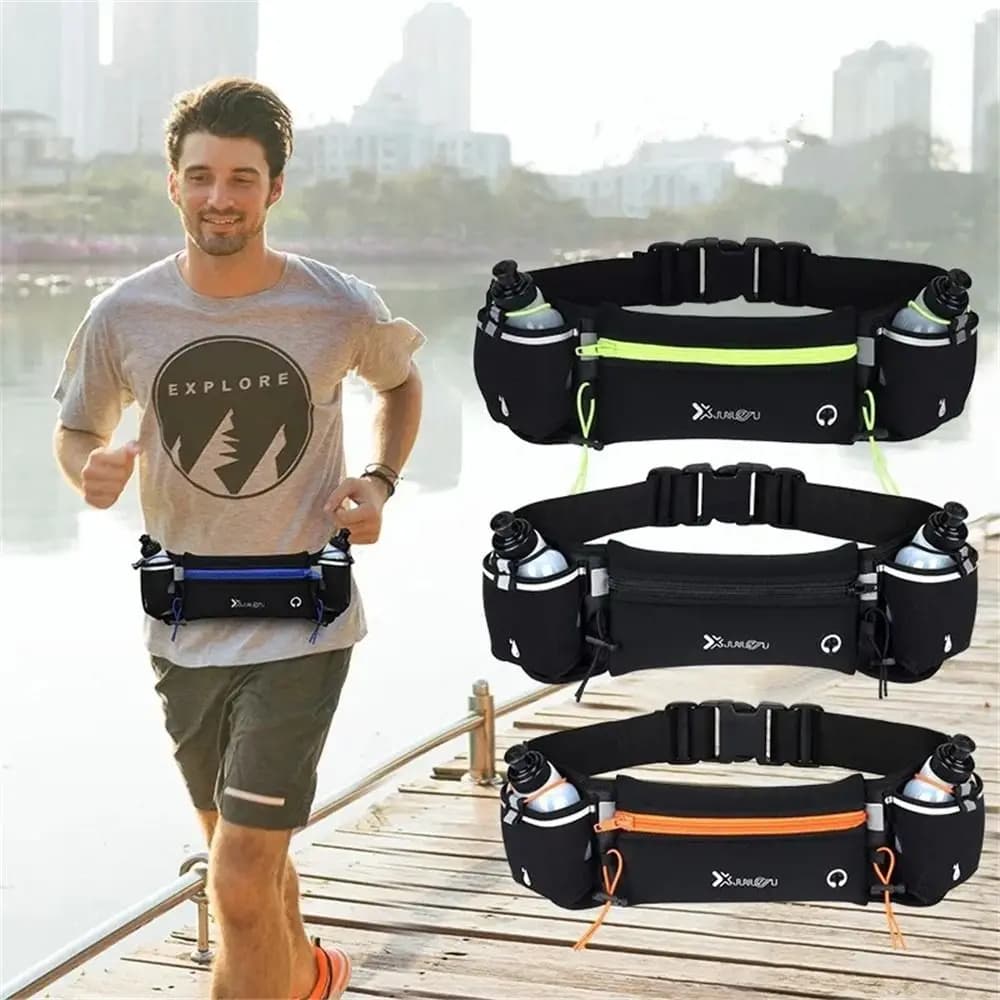 With Water Bottle Running Waist Bags Hydration Belt Bottle Running Belt Marathon Running Bag Phone Case Waterproof