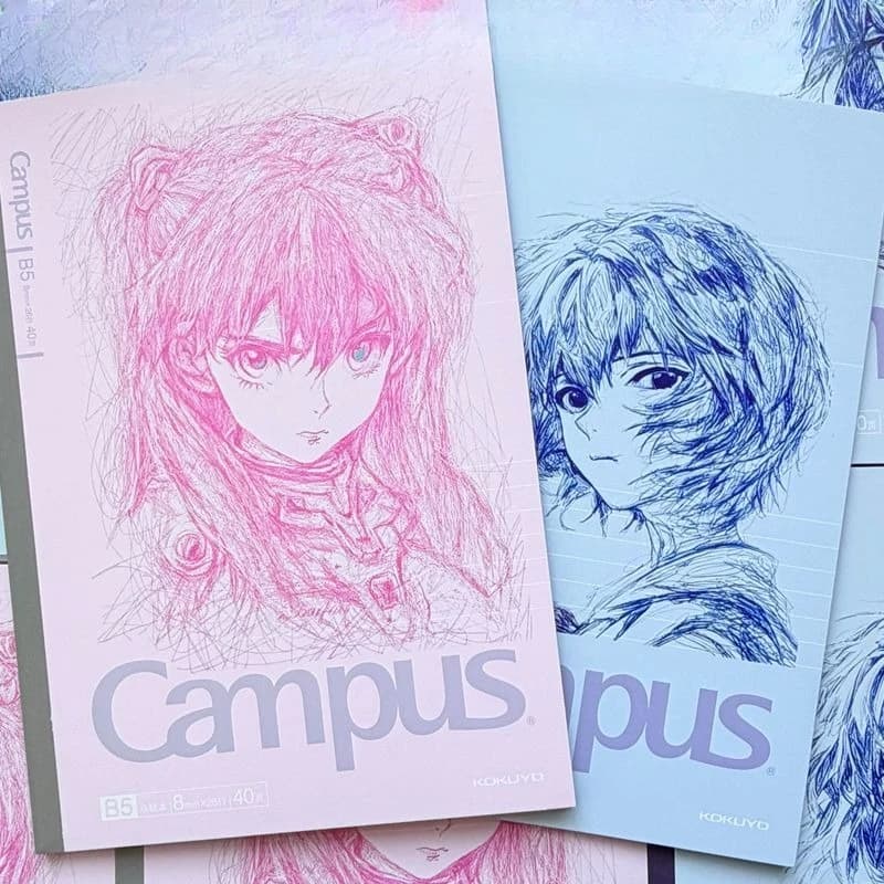 Quaderno creativo Kawaii 2D con personaggi anime giapponesi di EVA Ayanami Rei e Asuka Langley Soryu, regalo per studenti.