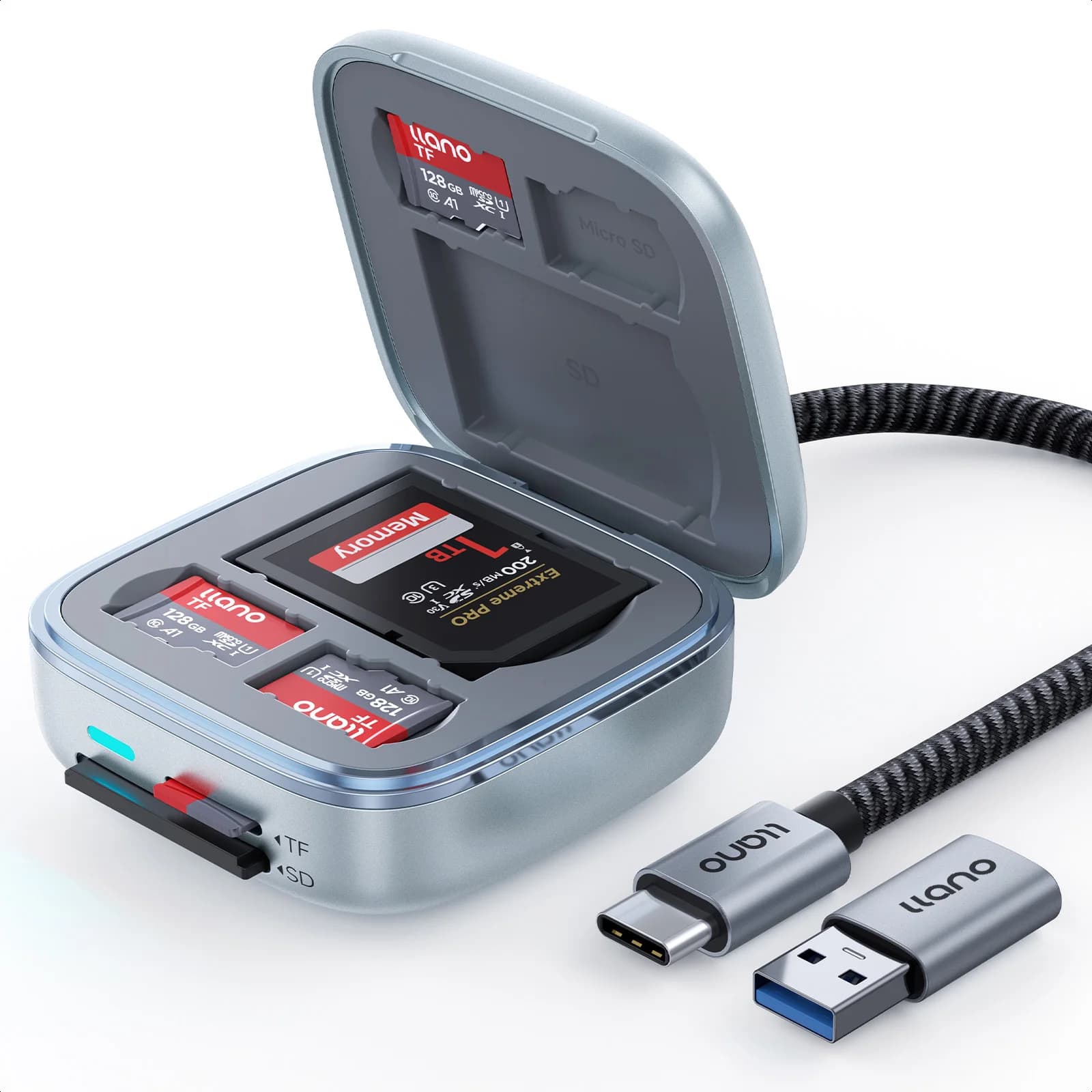 llano UHS-II Lettore di schede SD e Micro SD, supporto per lettore di schede di memoria TF 4.0 con 6 slot per schede, Plug&Play, F17 High-Speed
