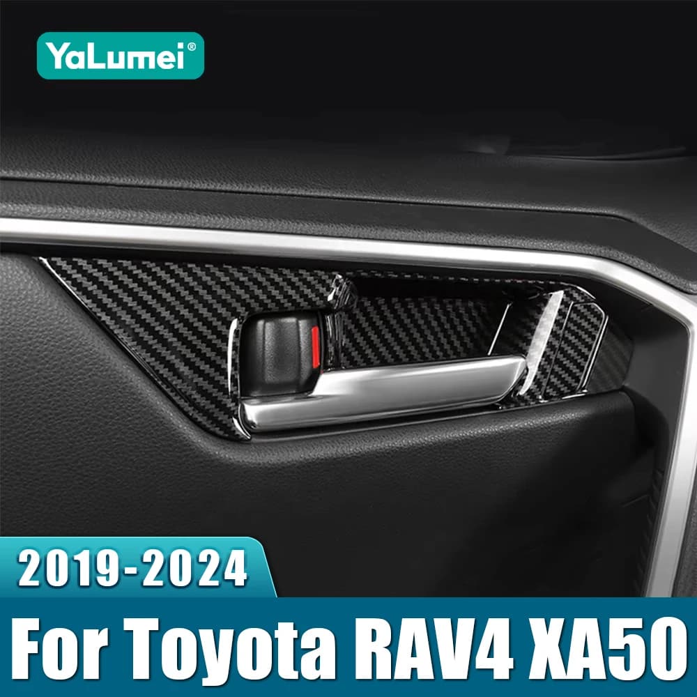 Per Toyota RAV4 XA50 2019 2020 2021 2022 2023 2024 RAV 4 Hybrid ABS Carbonio Maniglia Interna Della Porta Ciotola Della Copertura Della Cassa Trim adesivi