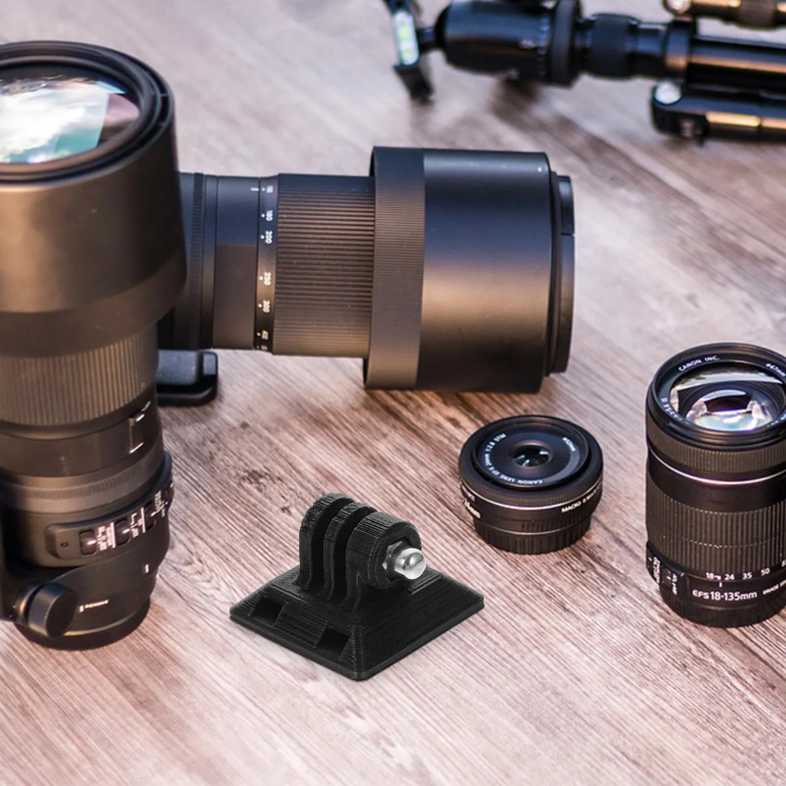 Tripod adapter with quick release plate, 1/4 screw, camera clip, action camera accessories, stable grip, anti-slip
