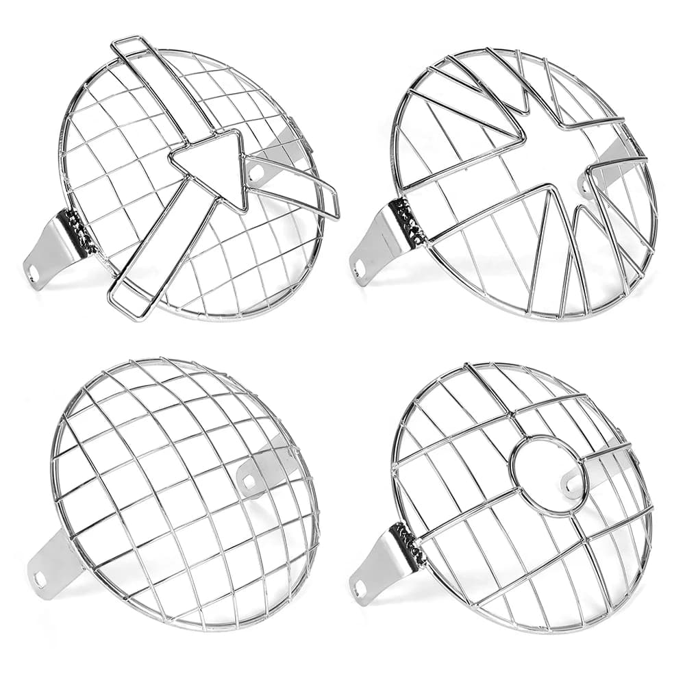 Protezione per griglia in rete per faro moto da 6,5 pollici Protezione per griglia in rete per lampada anteriore cromata per Cafe Racer Cruiser
