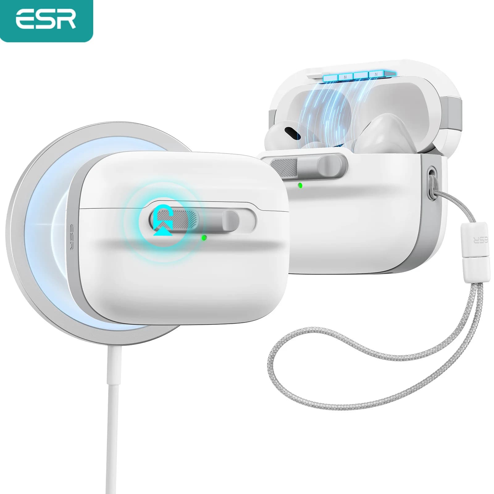 AirPods Pro 2 ESR Case with Airpods Pro 2023/2022/2019 MagSafe Cover (USB-C/Cavo Lightning)