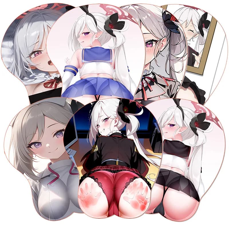 Anime B_Blue A_Archive Tappetino per mouse 3D Tappetino per mouse in silicone Sexy Mutsuki Boobs Supporto per polso Tappetino per mouse Ufficio Titty Tappetino per mouse