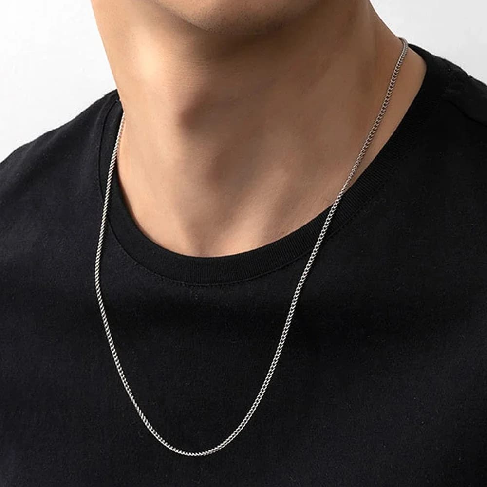 Collana a catena color oro in acciaio inossidabile per uomo Girocollo a catena lunga Colletto da uomo Collo in pizzo Ciondolo fai da te Cavo color argento Aragosta