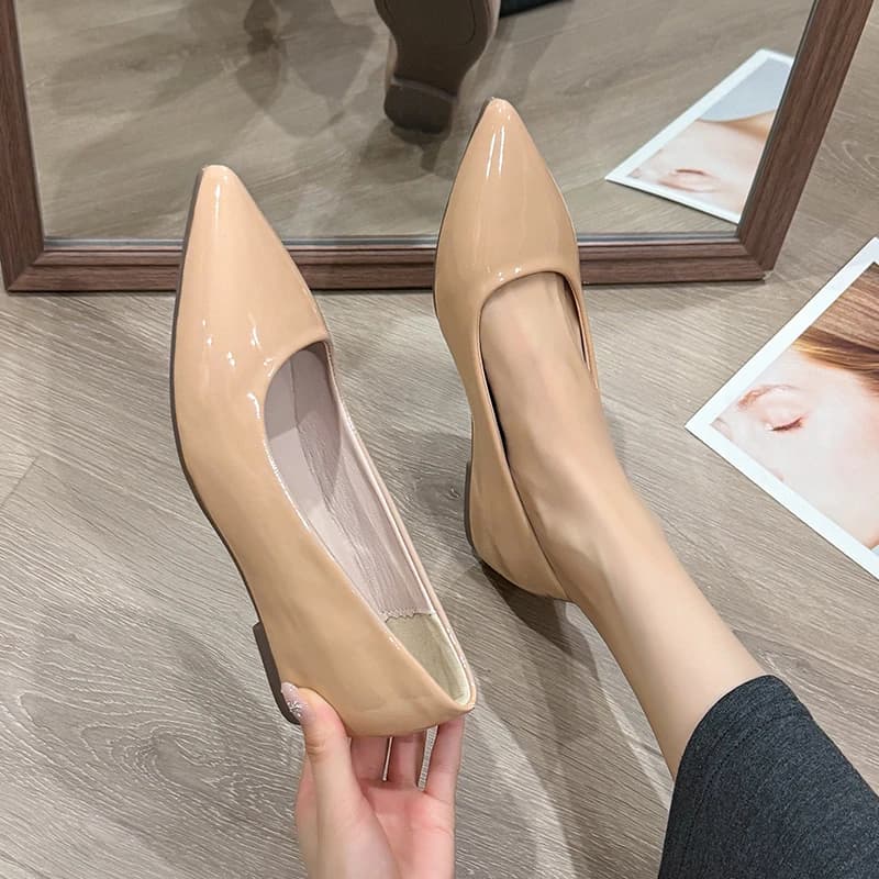 Eleganti Scarpe Basse da Donna in Stile Francese con Punta Affusolata, Sexy e alla Moda, con Design Slip-On e Tacco Interno di 3 cm