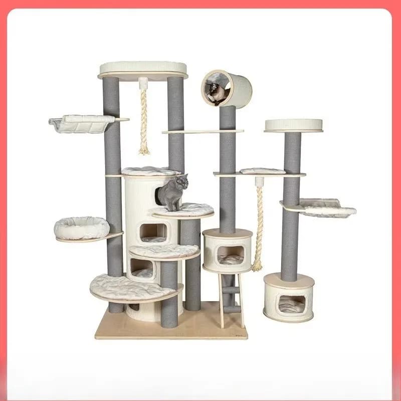 Honeypot Extra Large Cat Tree, Integrated Nest & Climbing Frame, Imported Solid Wood Cat Villa for Indoor Cats