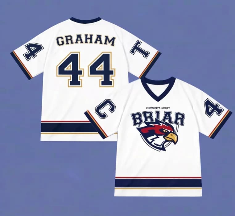 New Off Campus Briar University Jersey Graham 44 22 DI LAURENTIS 66 Tucker46 T-shirt V-neck Short Sleeve Men Women Tees 3D Print