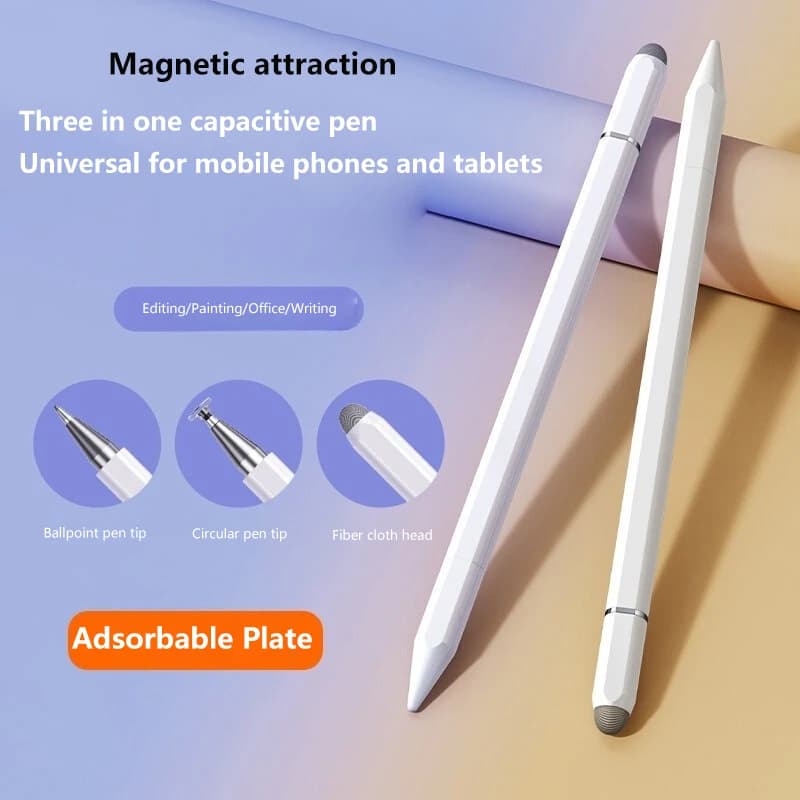 Penna Stilo Magnetica Universale 3 in 1 per iPad, Tablet e Telefono, Penna Capacitiva per Disegno su Schermi Touch