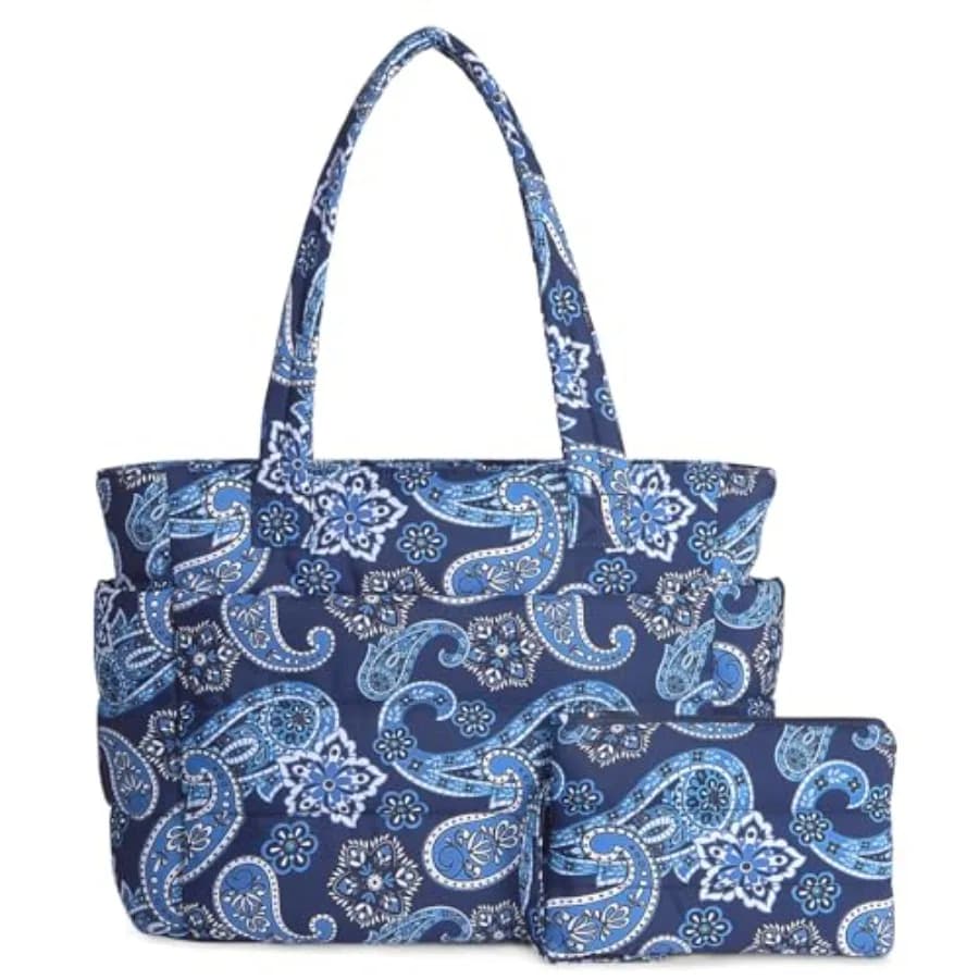Borsa tote imbottita TOPDesign da donna, borsa a mano leggera e imbottita con scomparti, borsa a tracolla trapuntata per lavoro, viaggi, palestra