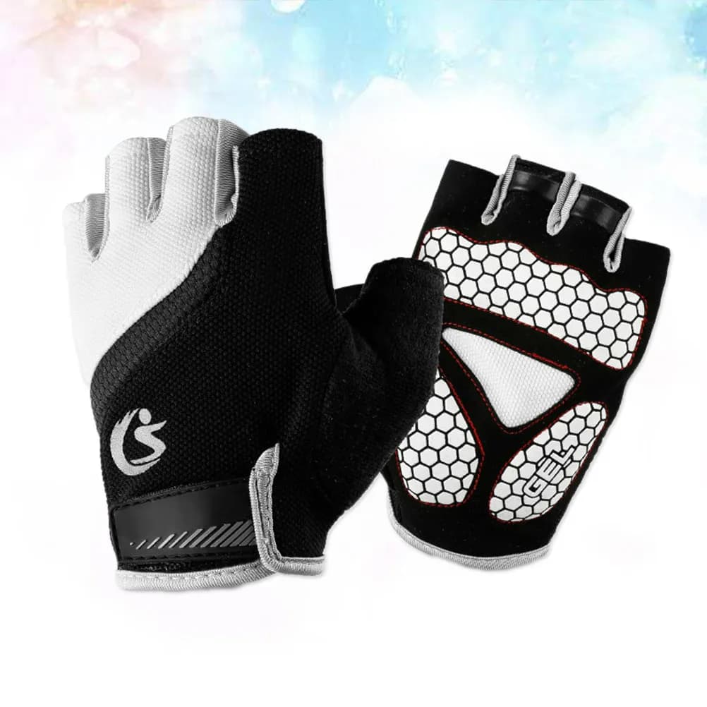 1Pair Cycling Gloves Half Finger Outdoor Sports Breathable Shock Absorbing Anti-Skid Workout Gloves for Climbing Fishing Riding