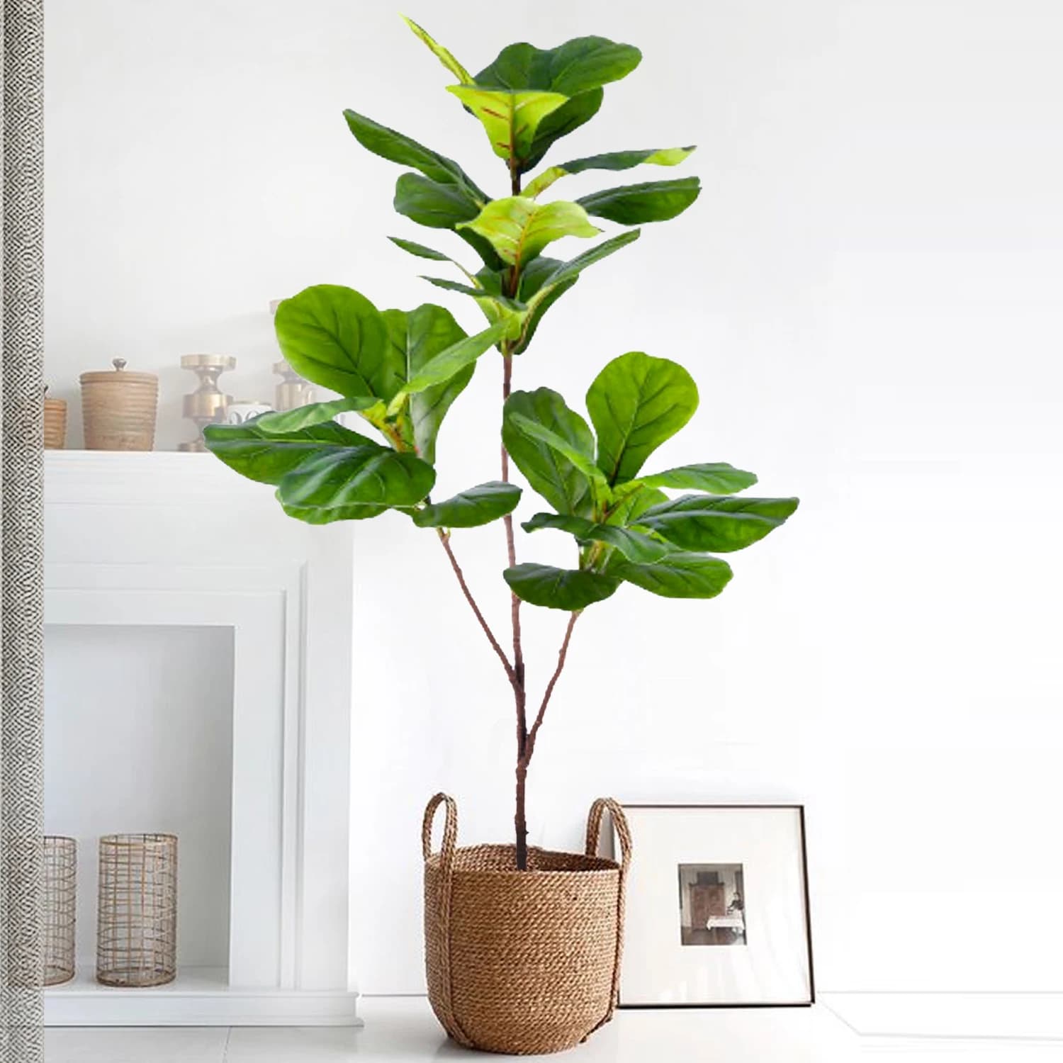 45-135cm Artificial Fiddle Leaf Fig Tree Artificial Ficus Fiddle Leaf Suitable for Home Room Entrance Office Deco