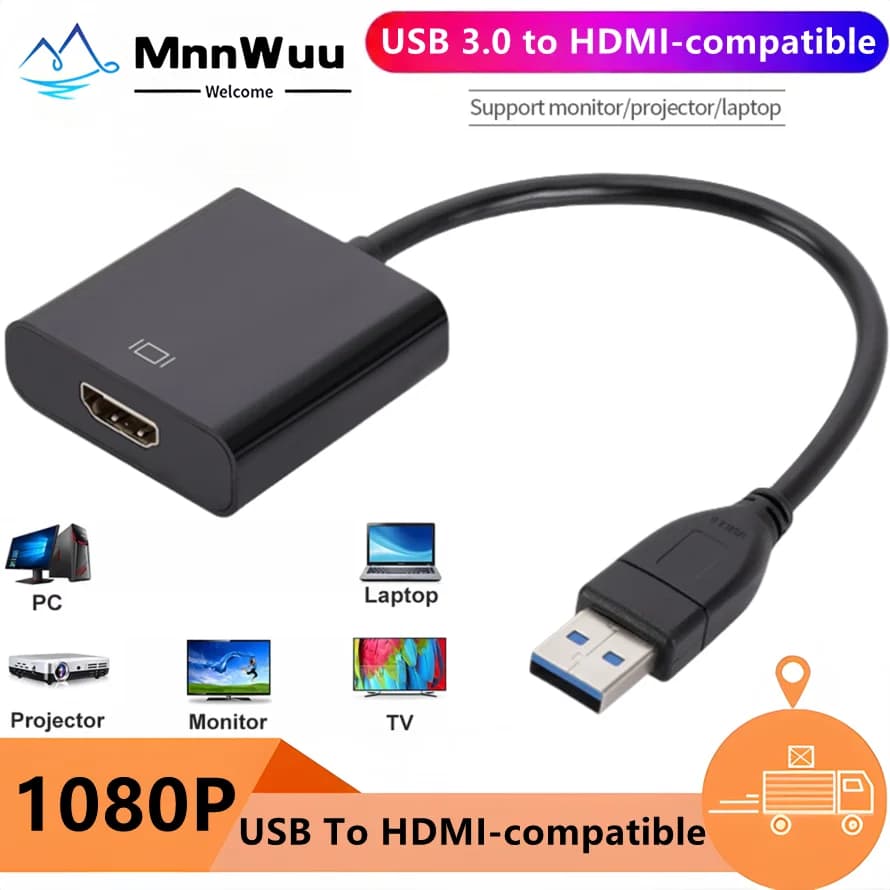 Adattatore compatibile da USB 3.0 a HDMI Convertitore compatibile da USB a HDMI 1080P Scheda video esterna per PC desktop Laptop Display HDTV