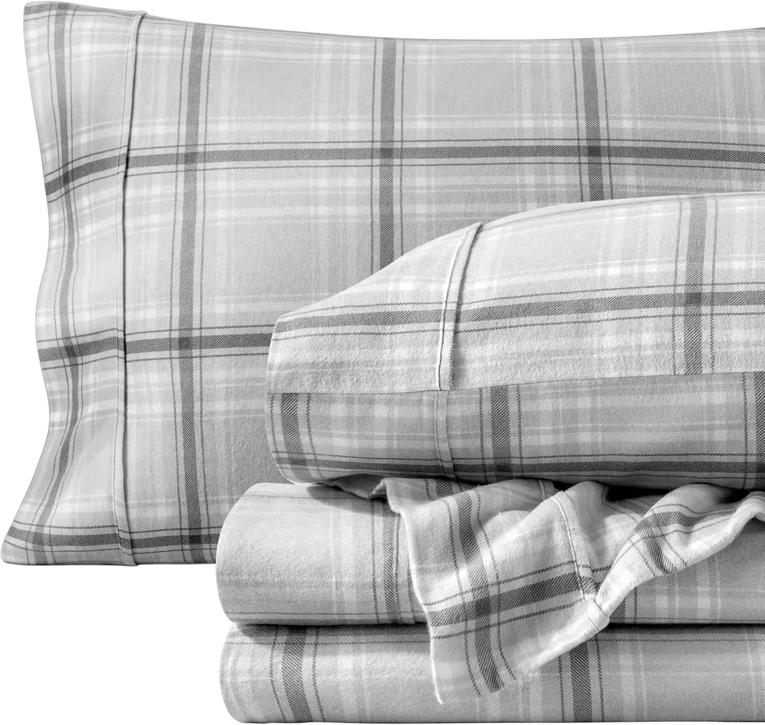 Set di Lenzuola in Flanella Queen Size, 100% Cotone Vellutato Morbido e Pesante, Doppio Spazzolamento per Extra Calore e Comfort, Lenzuola con Tasche Profonde