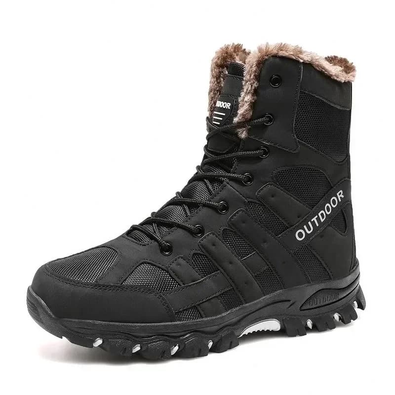 Stivali da neve invernali caldi da uomo Stivali da combattimento tattici Stivali da lavoro in cotone da lavoro all'aperto Sneakers alte calde Scarpe da trekking in peluche da uomo