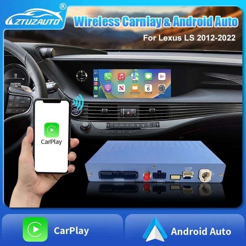CarPlay Wireless per Lexus LS 2012-2022, con Android Auto, Mirror Link, AirPlay, Navigazione e Funzioni USB