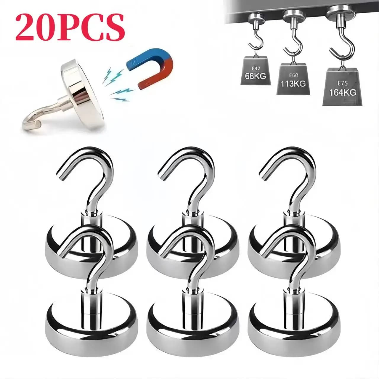 1-10-20PCS Strong Magnet Hooks Multi-Purpose Storage Hooks Home Kitchen Bar Storage Hooks Key Storage Hooks Bathroom Hangers