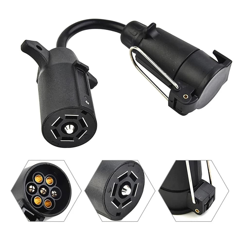 1pc Spina di conversione per rimorchio in plastica Presa UE da 7 pin a spina americana a 7 pin Adattatore per camper a 7 pale a 7 vie per semi-rimorchio/rimorchio