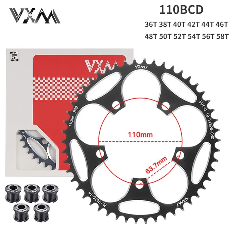 VXM 110BCD Crown with 5 Road Bike Screws Chain Wheel Larga Stretta, for Shimano R7000 R8000 R9100 R9000 4700 5800 6800