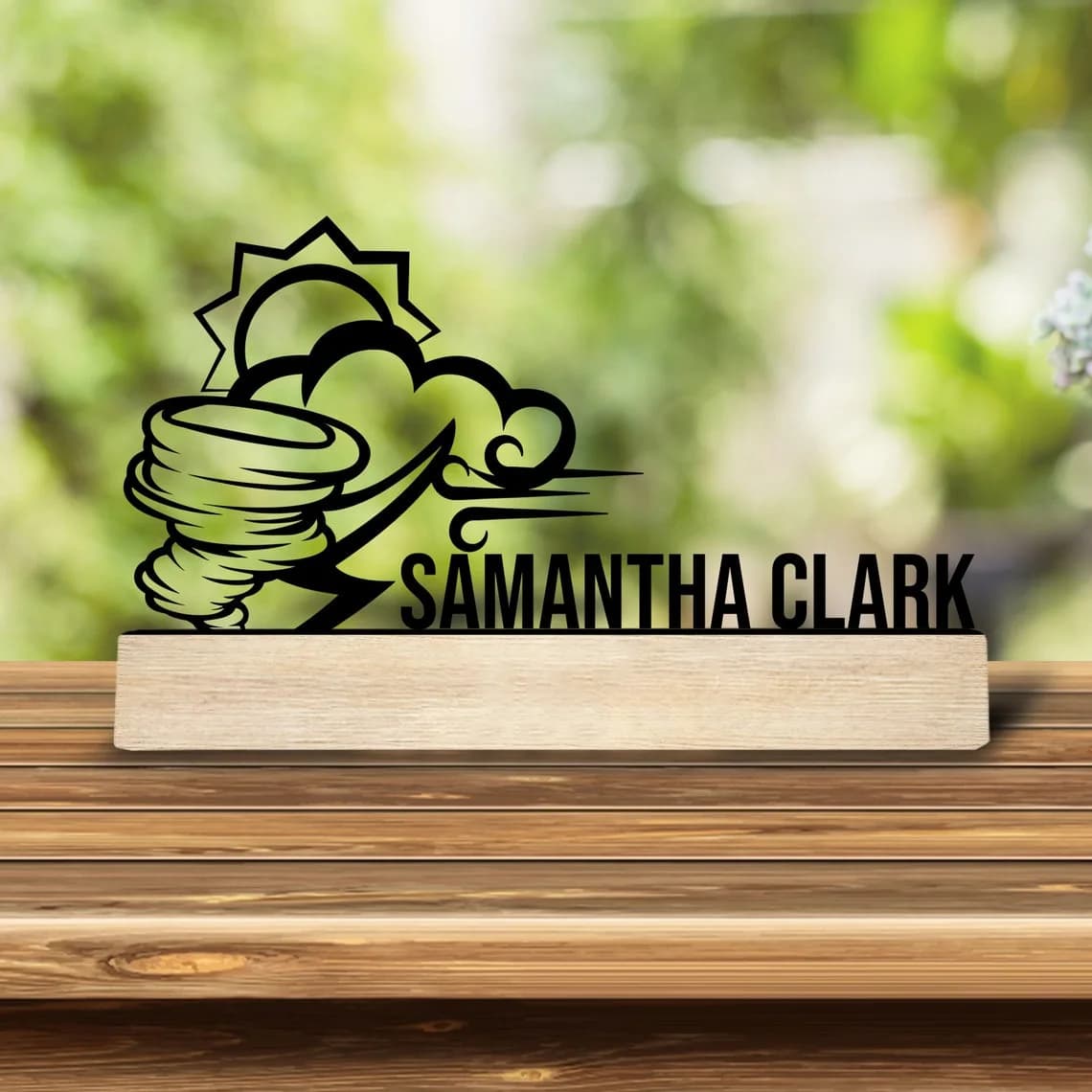 1pc Metal Desktop Ornaments and Decorations Custom Content Equipped with A Wooden Base Art Decoration, Desktop Decoration