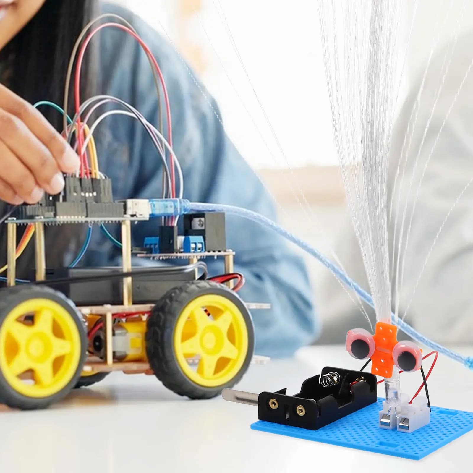 Kit Fai-da-Te per Fibra Ottica, Set Creativo Educativo STEM per Bambini, Esperimenti Scientifici, Apprendimento Pratico di Fisica e Circuiti Elettrici