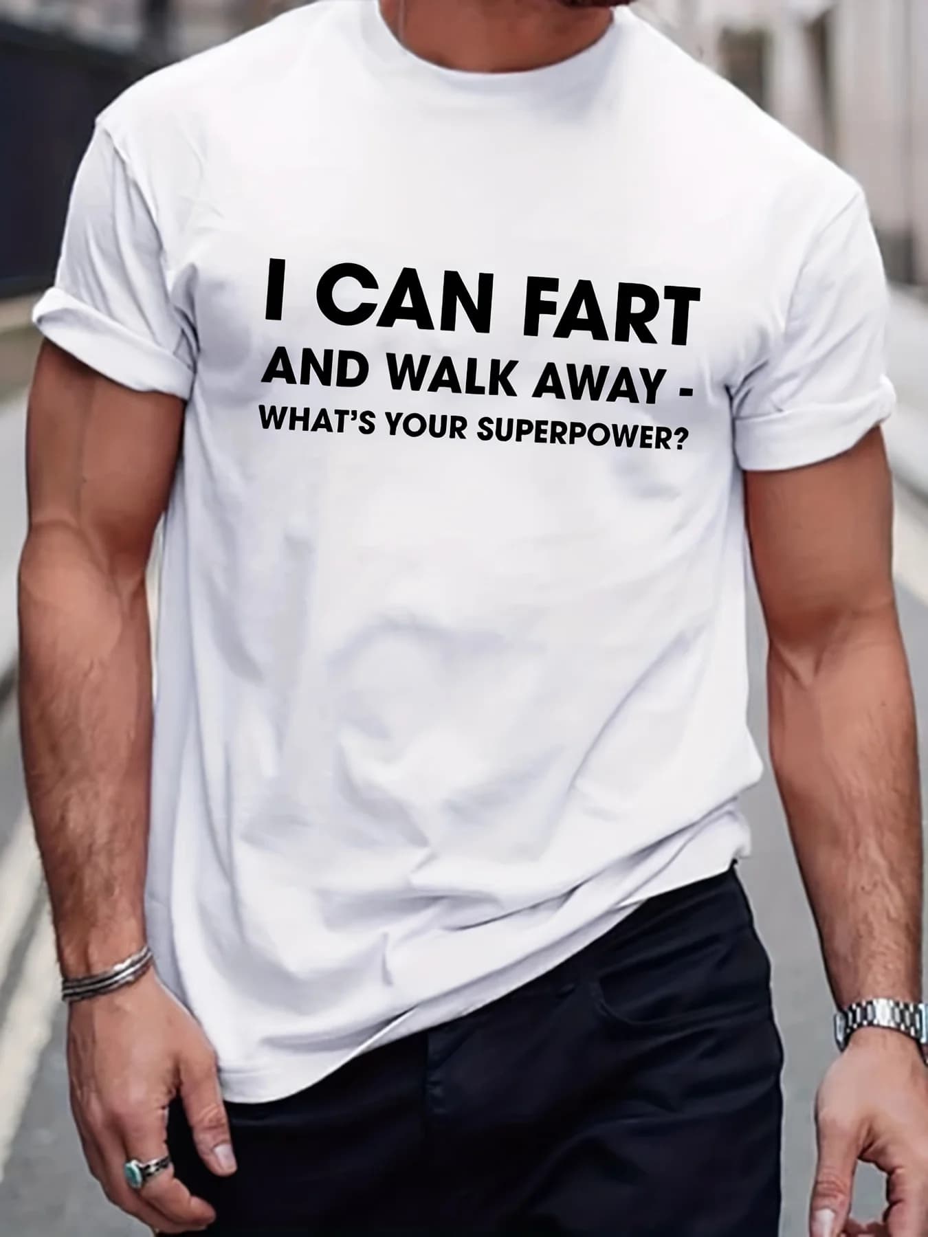Men's T-shirt "I CAN FART AND WALK AWAY", casual crew neck shirt, spring/summer
