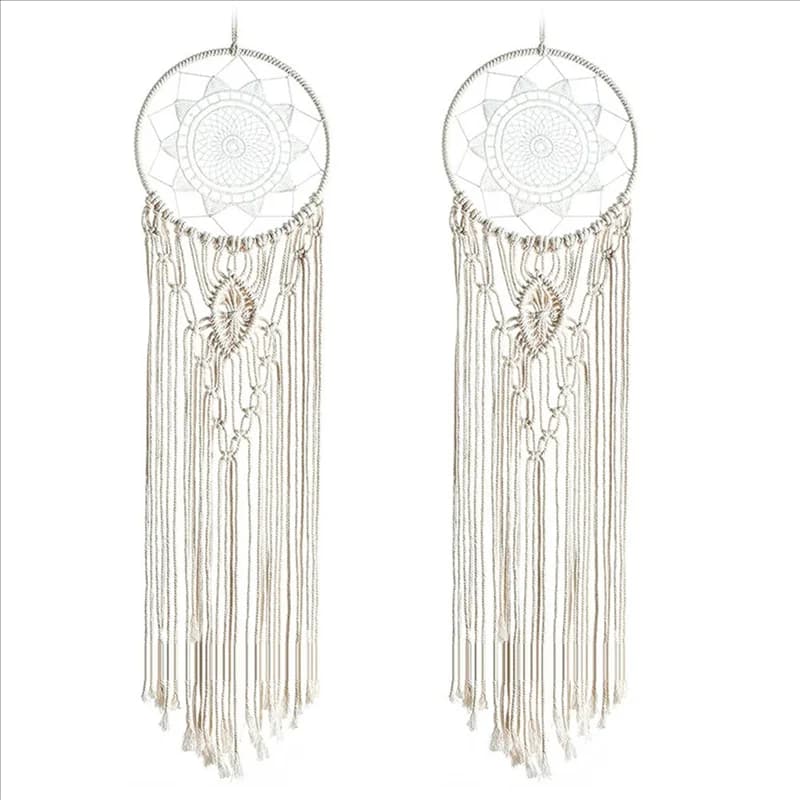 2X Hand Woven Dreamcatcher Circle Macrame Kit Macrame Wall Hanging Supplies Craft Macrame Wall Hanging Supplies