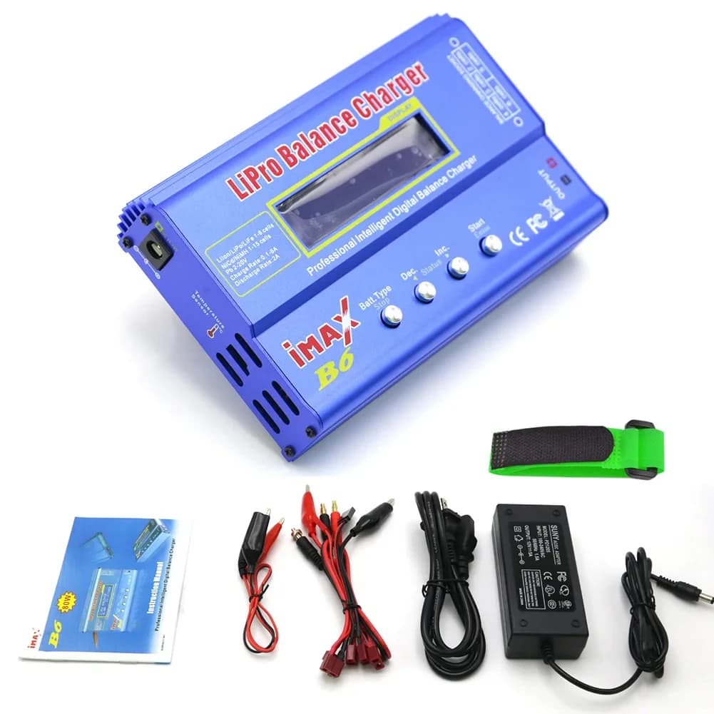 IMAX B6 80W B6 Caricabatterie Balance Caricatore Schermo LCD digitale Lion LiFe Nimh Nicd PB Lipo Scaricatore batteria Alimentazione CA 12V 5A Adattatore