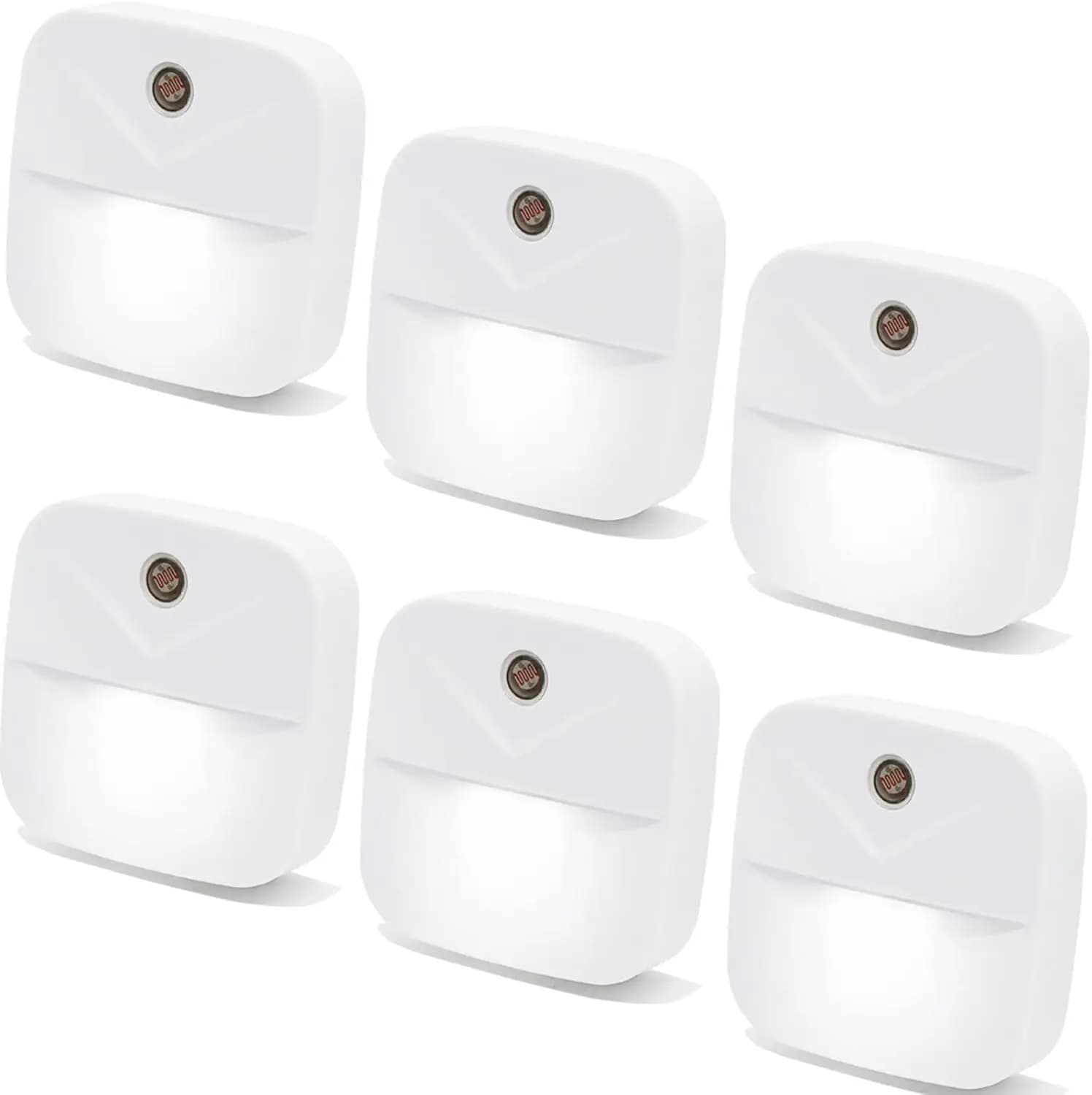 Set di 6 Luci Notturne LED Bianche con Sensore Crepuscolare Intelligente, Luci da Parete a Presa per Camera da Letto, Bagno, Corridoio