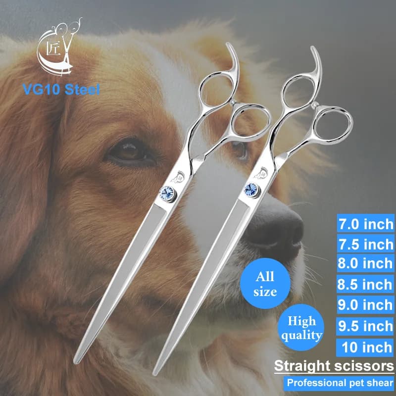 Forbici professionali per toelettatura cani Crane High-end 7/7.5/8/8.5/9/10 pollici in acciaio VG10, forbici da taglio dritte per toelettatura animali