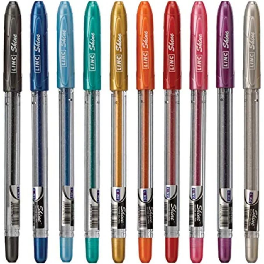 Penna gel glitter Shine, confezione da 10 - Assortita