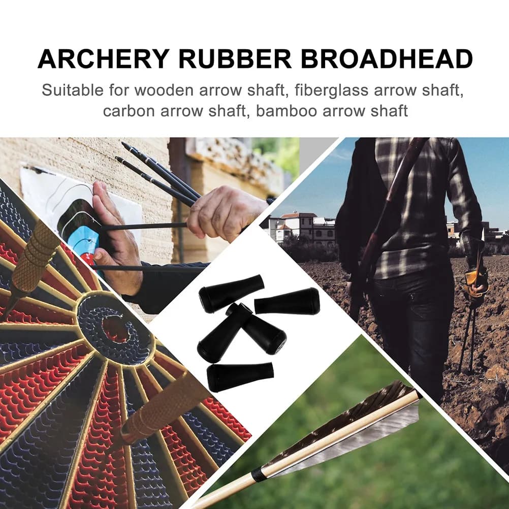 10Pcs 6Mm Rubber Arrowhead Archery Practice Tips for Wooden Fiberglass Carbon Bamboo Shafts Safe Blunt Targeting Training Safety