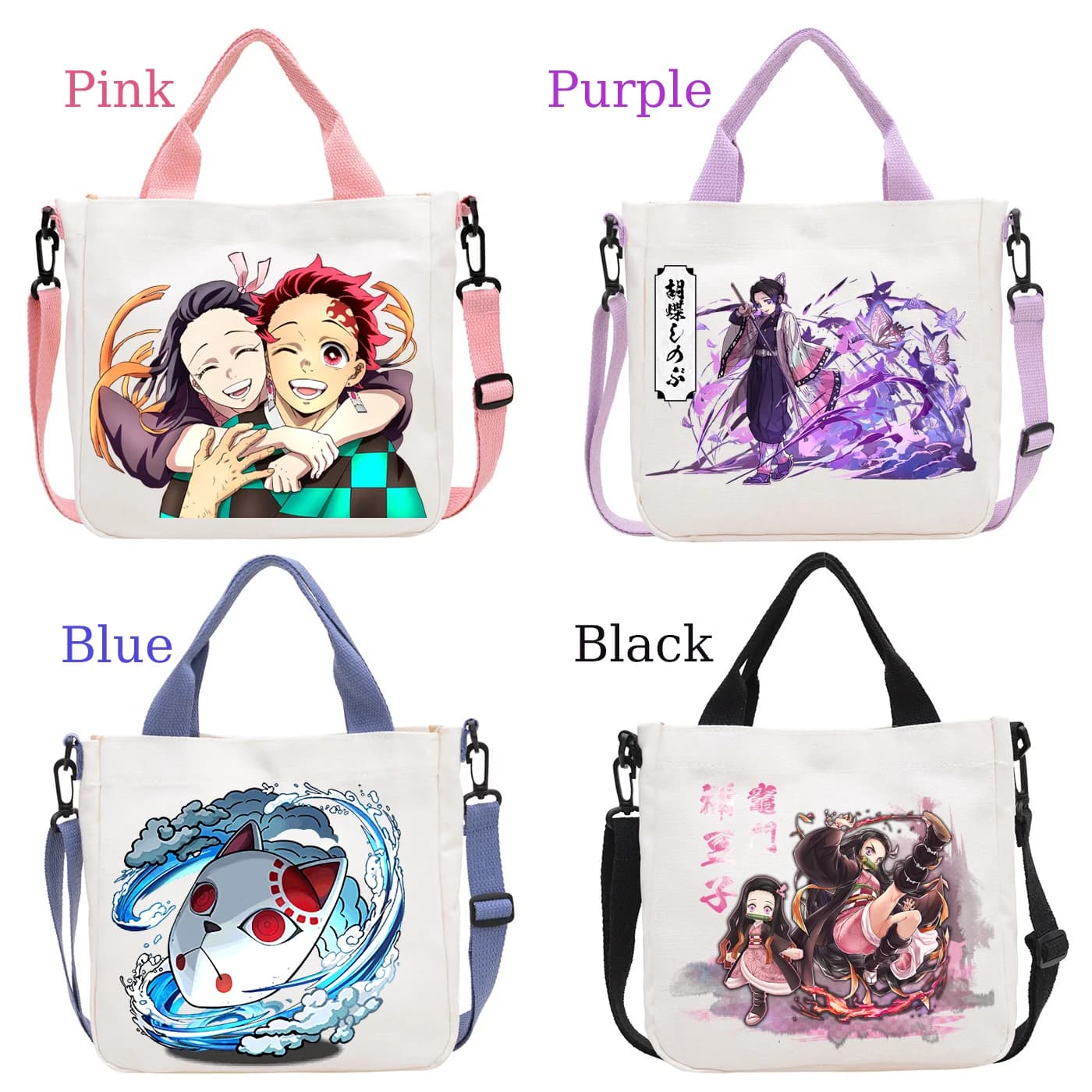 Demon Slayer Kamado Nezuko Tanjirou Anime Cartoon Borsa a tracolla Pendolarismo Borsa a tracolla in tela Tote Bag Borsa Regalo di compleanno