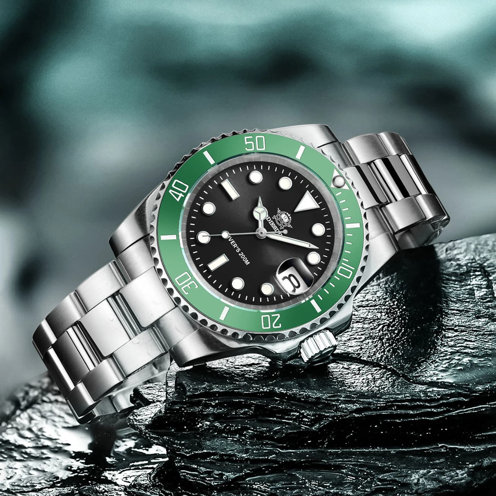 ADDIESDIVE NEW Luxury Men's Quartz Watch Diving Watch 200M BGW9 Businessman Wrist Watch with Super Bright Stainless Steel Ceramic Bezel