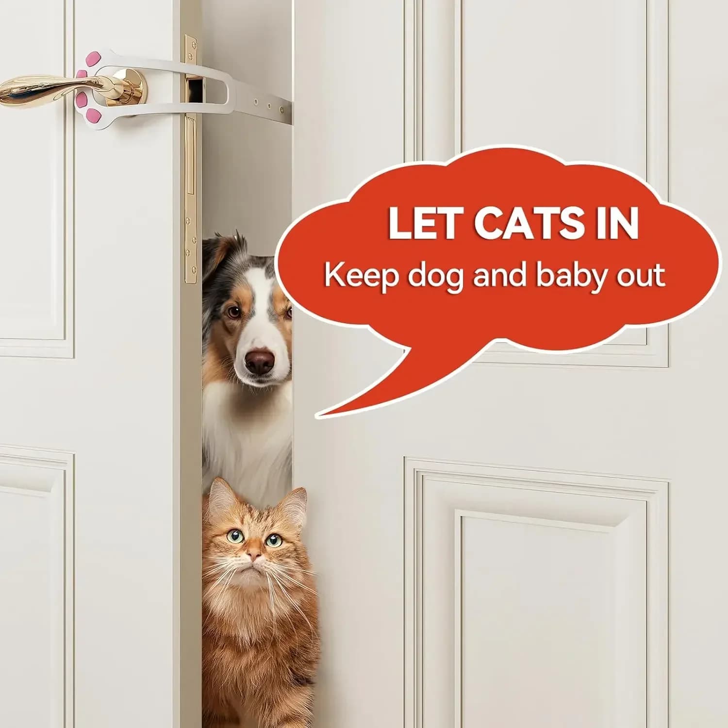 Fermo Porta Regolabile Elastico per Gatti, Blocco Flessibile per Cancelli, Mantiene l'Animale Fuori, Accessorio di Sicurezza per Animali Domestici